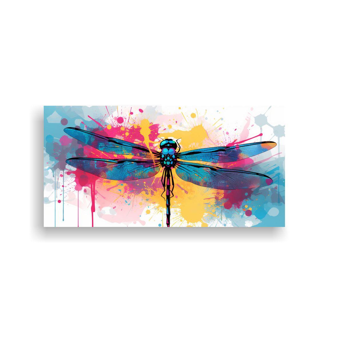 Pintura Juvenil: Libélula En Colores Acuamarina,  60x30cm-0