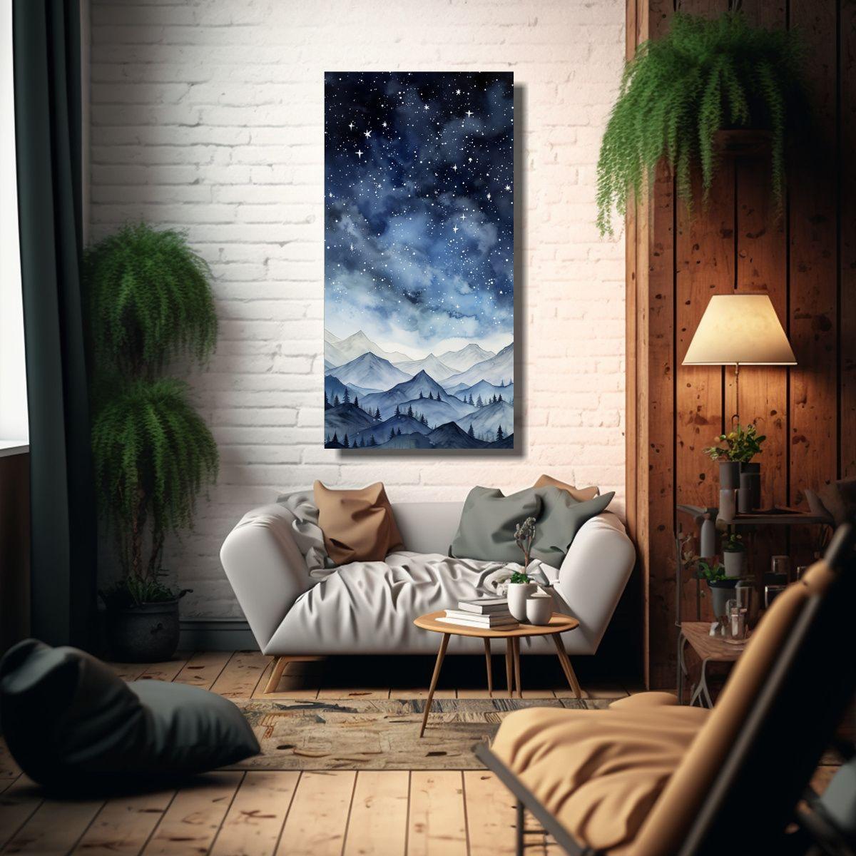 Pintura De Paisaje De Montaña Con Estilo 30x60cm-2