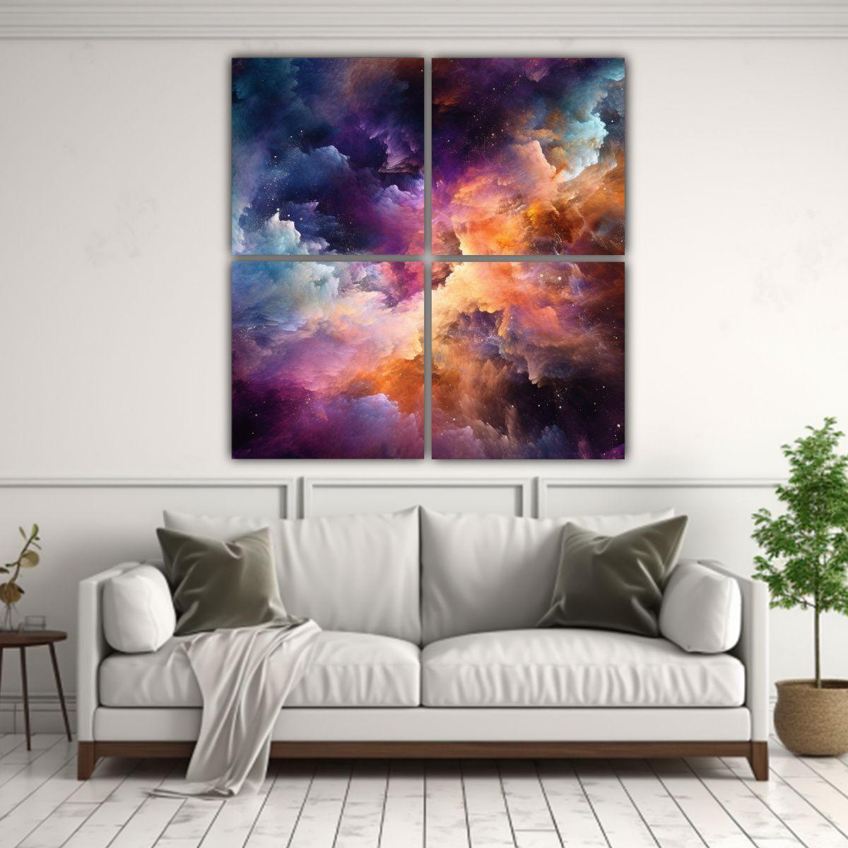 Pinturas Decorativas Modernas Cuatro Lienzos 180x180 Cm-2