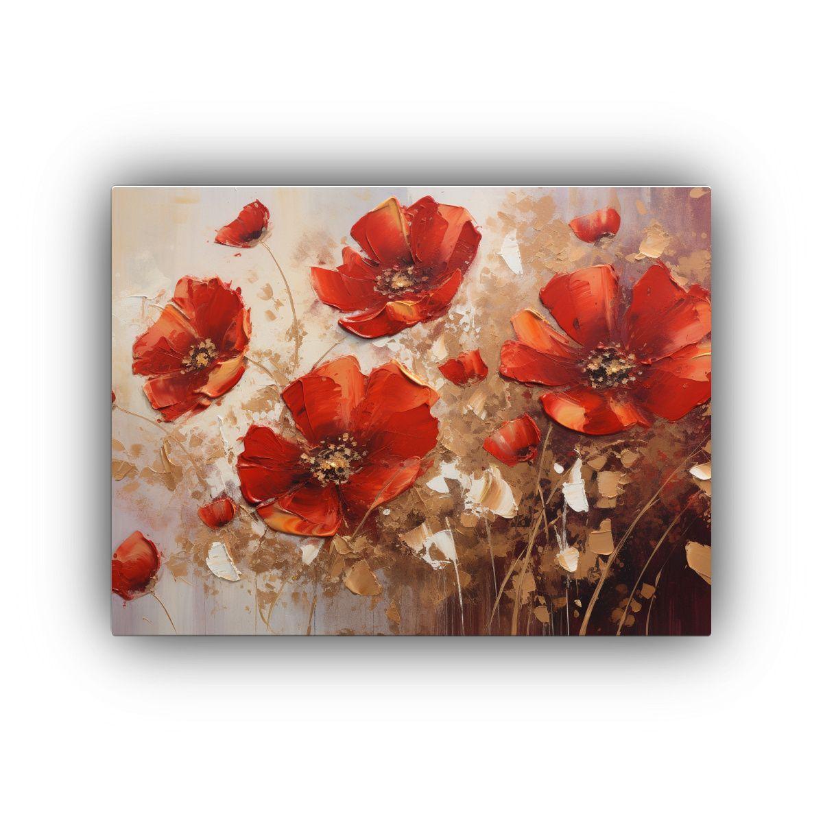 Cuadro De Colores Expresivos En Rojo Y Dorado Para Decoraci 120x80cm-0