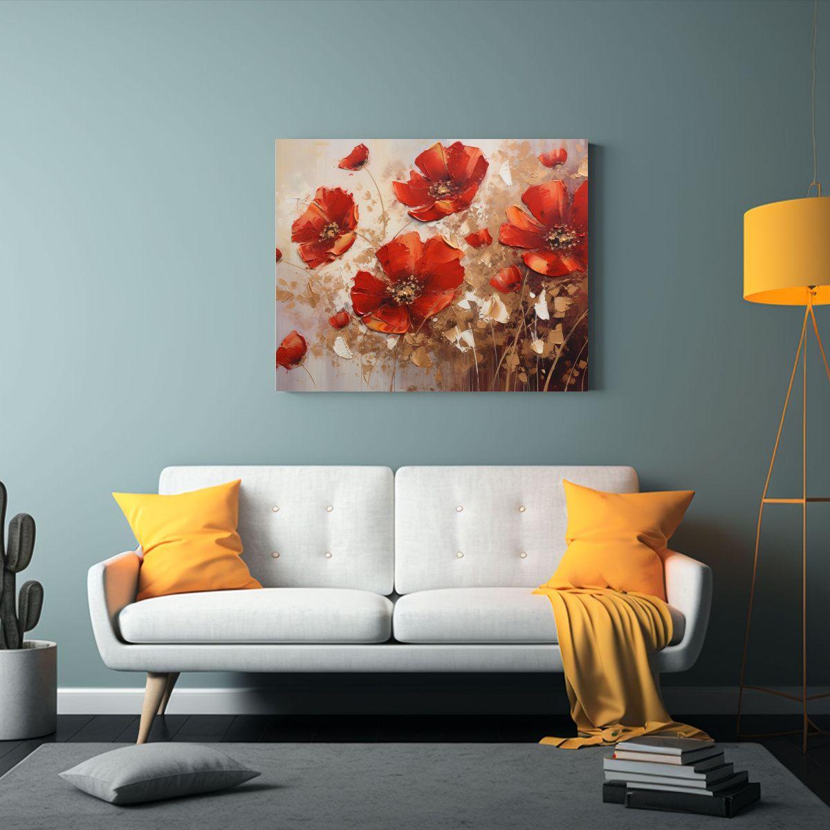 Cuadro De Colores Expresivos En Rojo Y Dorado Para Decoraci 120x80cm-2
