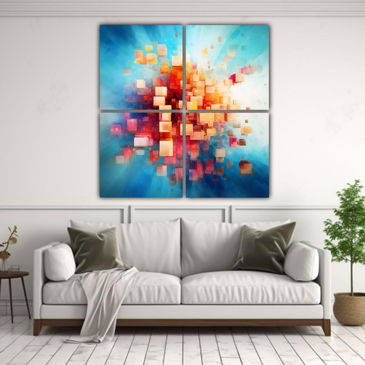 Cuatro Telas En Bastidor De Inspiración Original 140x140 Cm-2