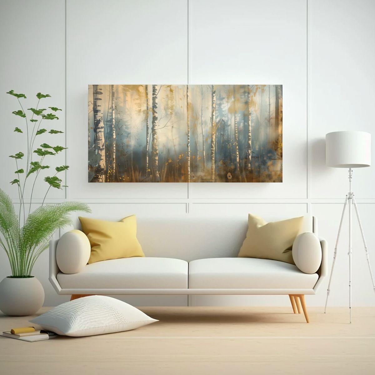 Cuadro Decorativo De Bosque De Abedules En Alta 100x50cm-2