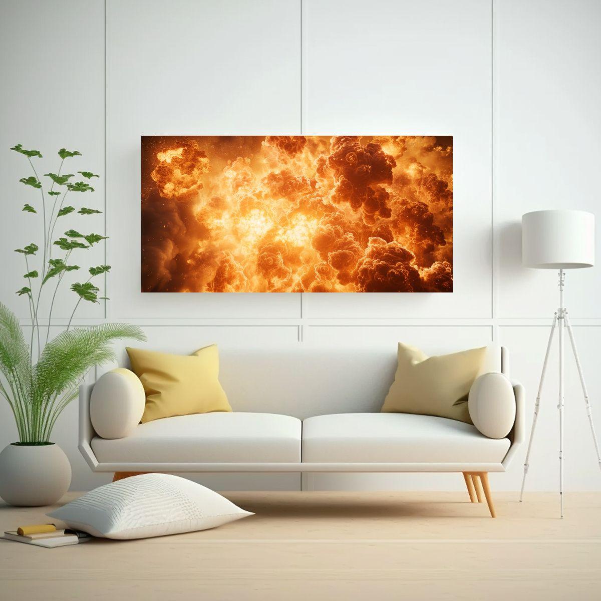 Pintura Mural Vintage: Explosión De Fuego 100x50cm-2
