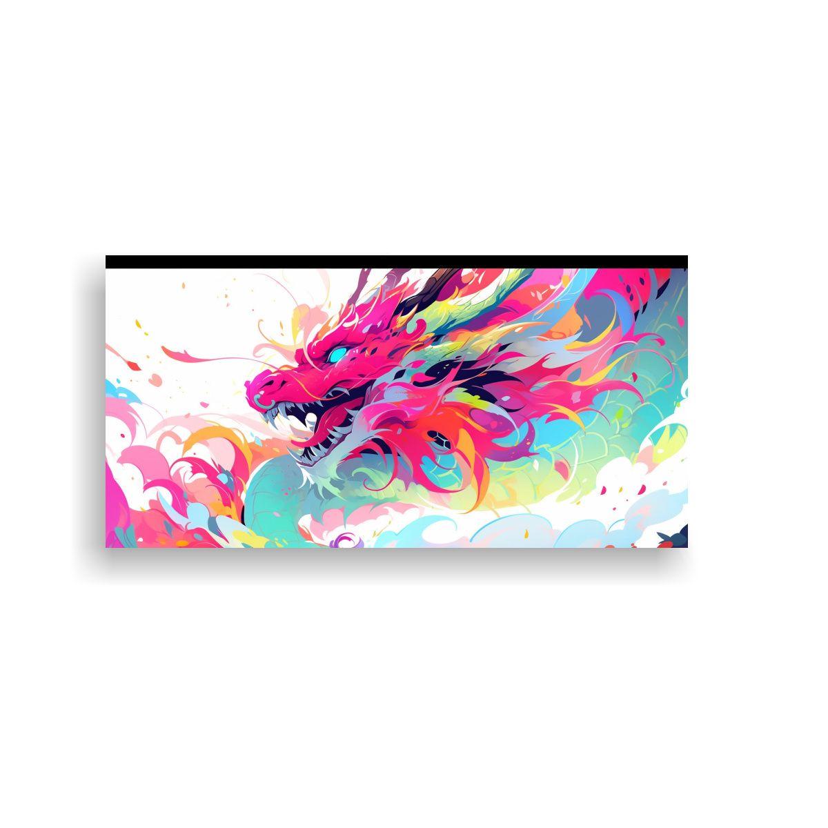 Cuadro Vanguardia Alegría Dragón Arcoíris Y Ros 80x40cm-0