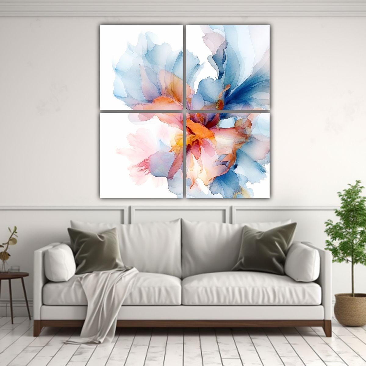 Cuatro Pinturas En Tela Hermosas Con Fondo Blanco 80x80 Cm-2