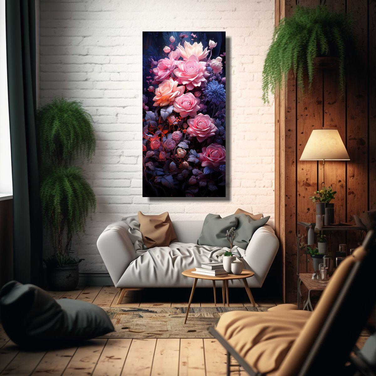 Cuadro Temática Calidez: Sobre Rosado Flotando 60x120cm-2