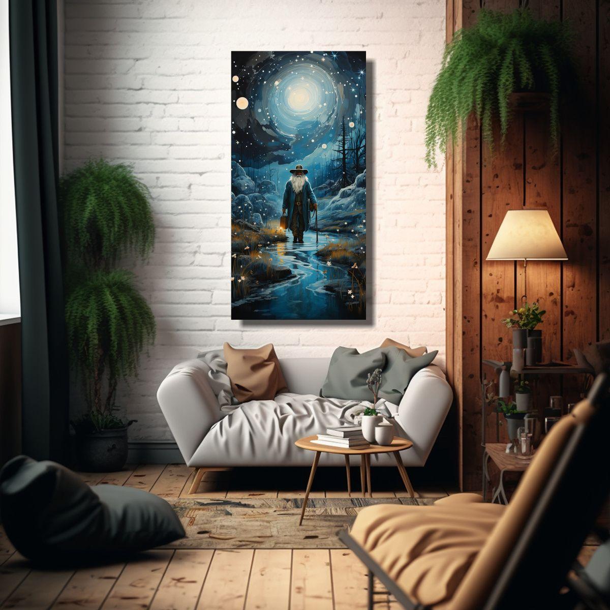 Arte Hermoso: Pintura De La Luna Junto A Las 80x160cm-2