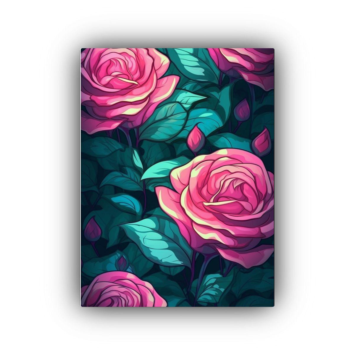 1 Cuadro Calidos Alegre Rosas Grandes Diseño 40x60cm-0
