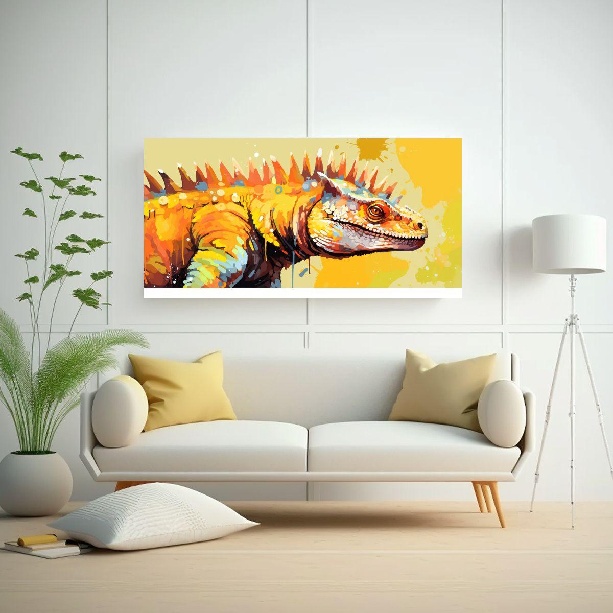 Cuadro Mural Moderno Dimetrodon En Colores 100x50cm-2