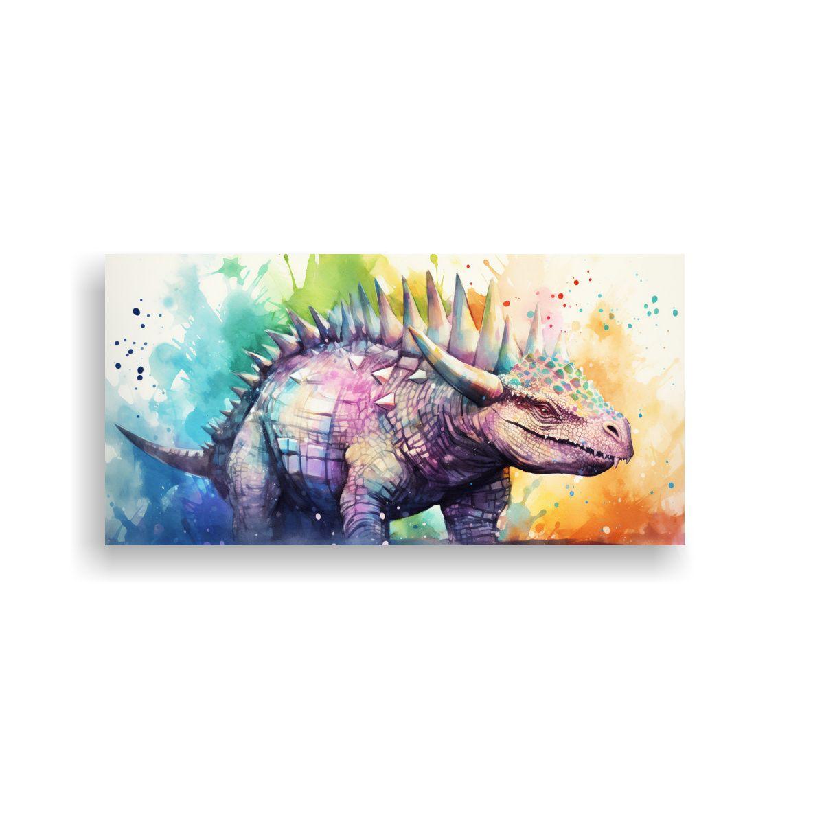 Cuadro Moderno De Estegosaurio En Acuarela 80x40cm-0
