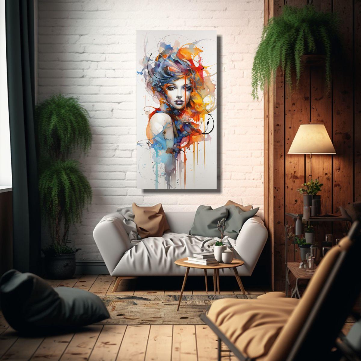 Pintura Abstracta Acuarela Floral De Alta Calidad 80x160 Cm-2