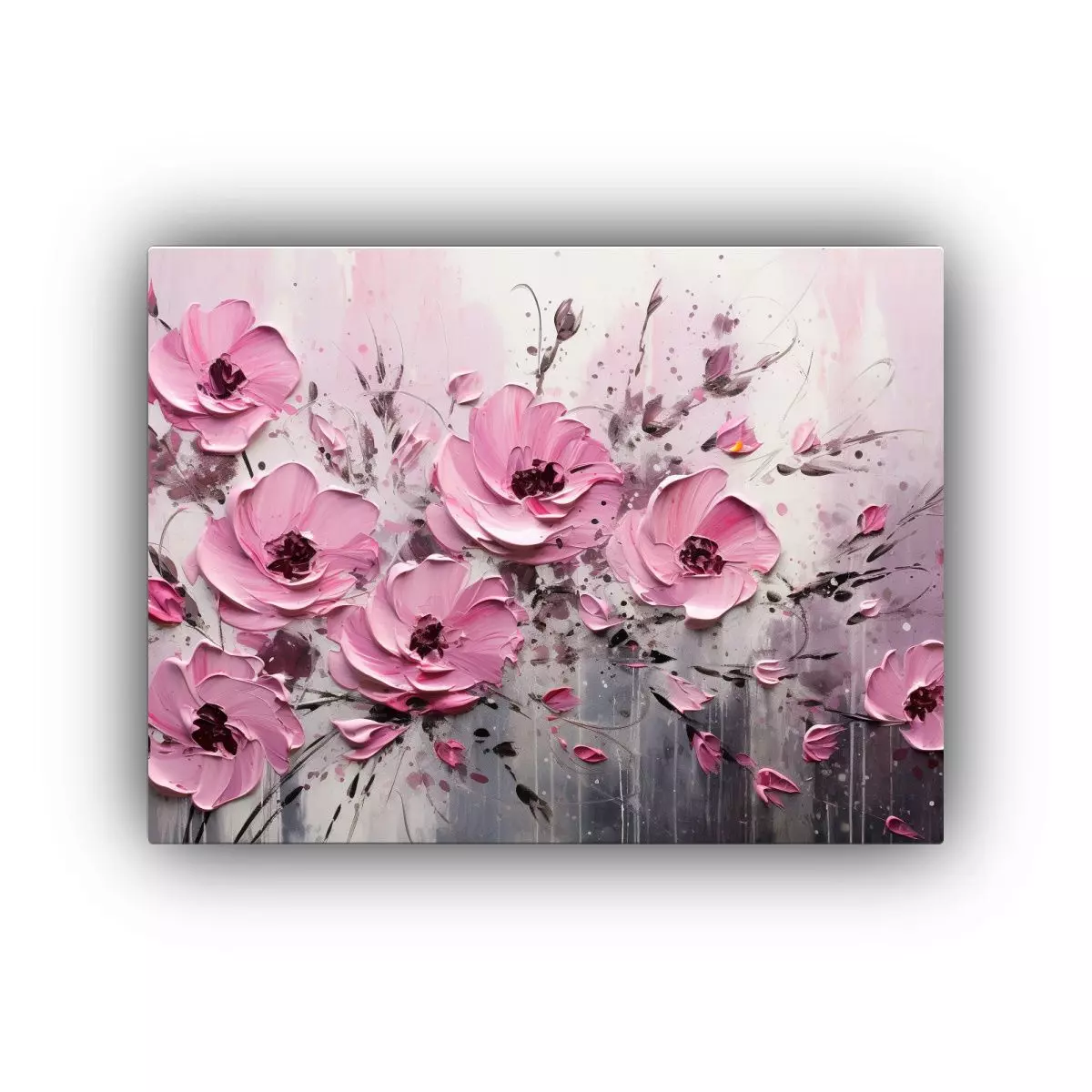 Pintura De Flores En Lienzo Con Colores Vibrantes 120x80cm-0
