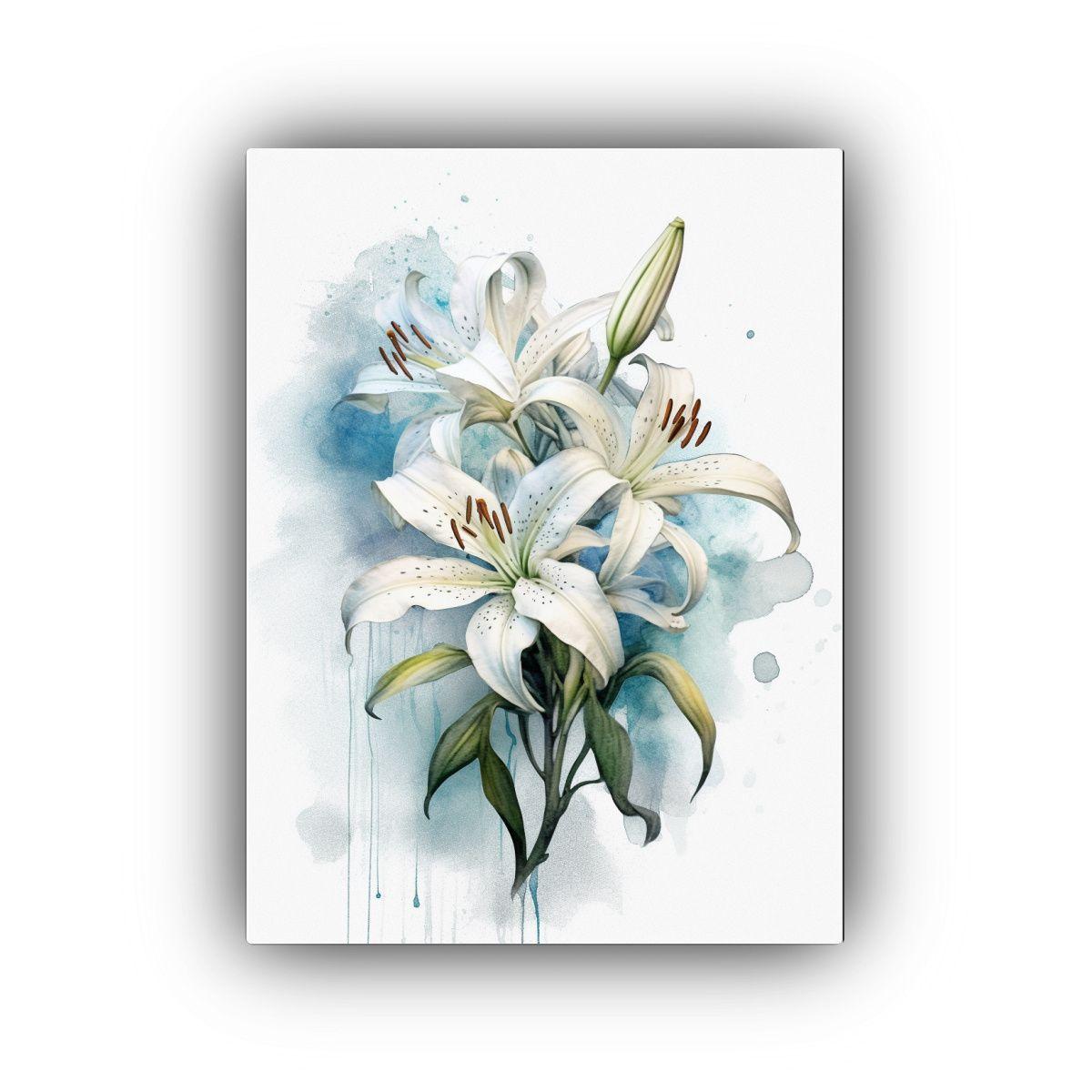 Cuadro Juvenil De Lirios Blancos Sobre Fondo 60x90cm-0