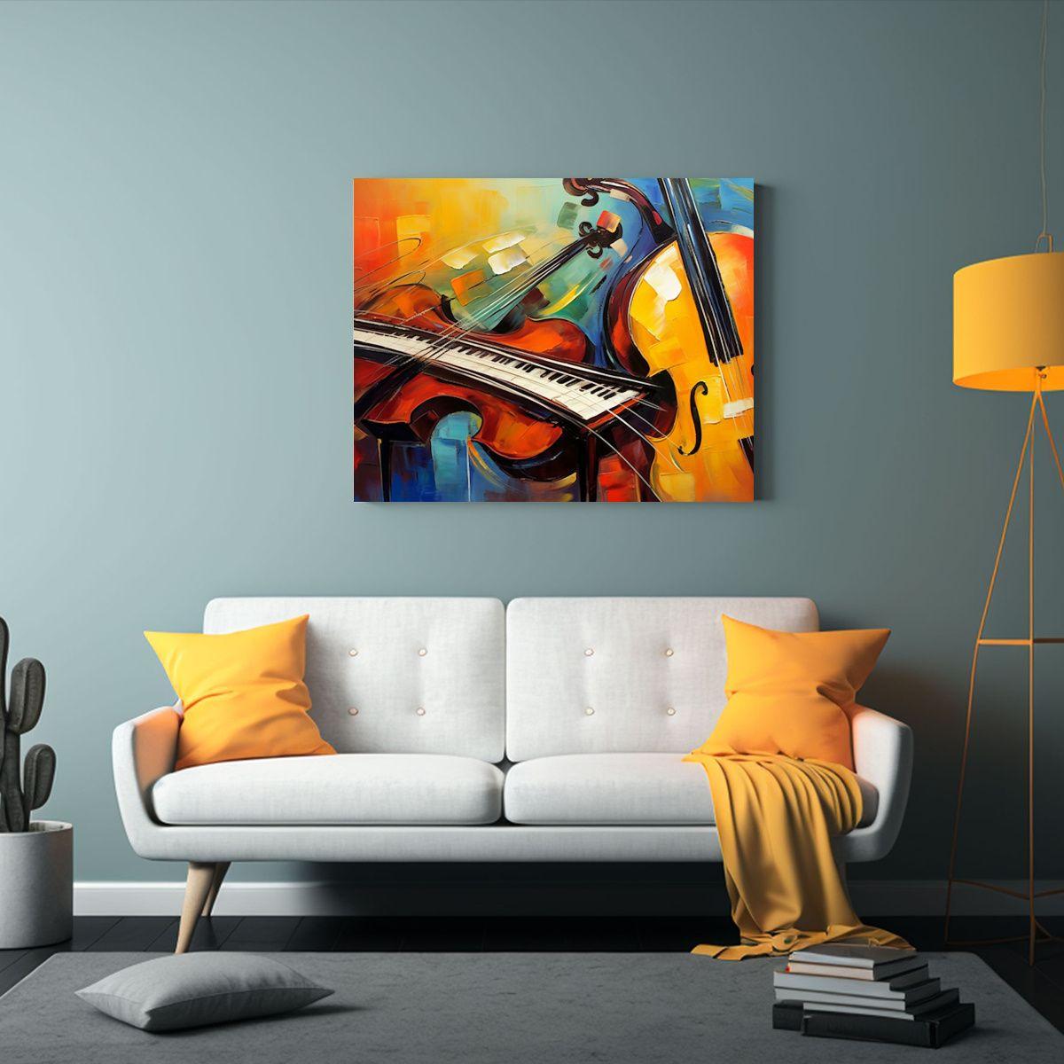 Cuadro Decorativo Armonía Pintura Moderna Arte Pared Simple 75x50cm-2