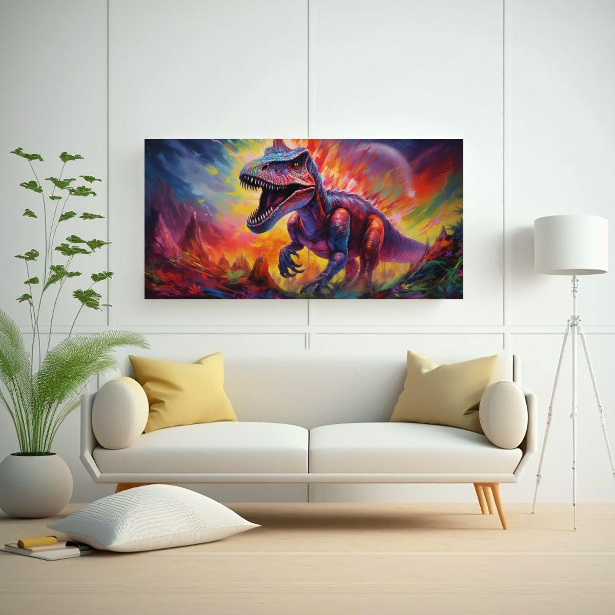 Cuadro Arte De Pared Con Dinosauros Legendarios En 40x20cm-2