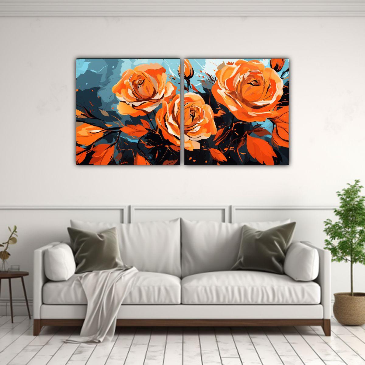 Cuadro Urbano Orange Colors En Estilo Galería 140x70 Cm-2
