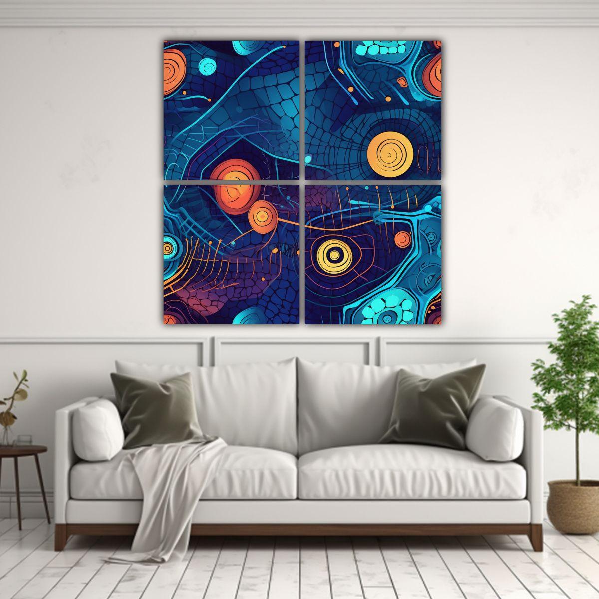 Cuatro Composiciones Estilo Galería Elegancia 140x140 Cm-2