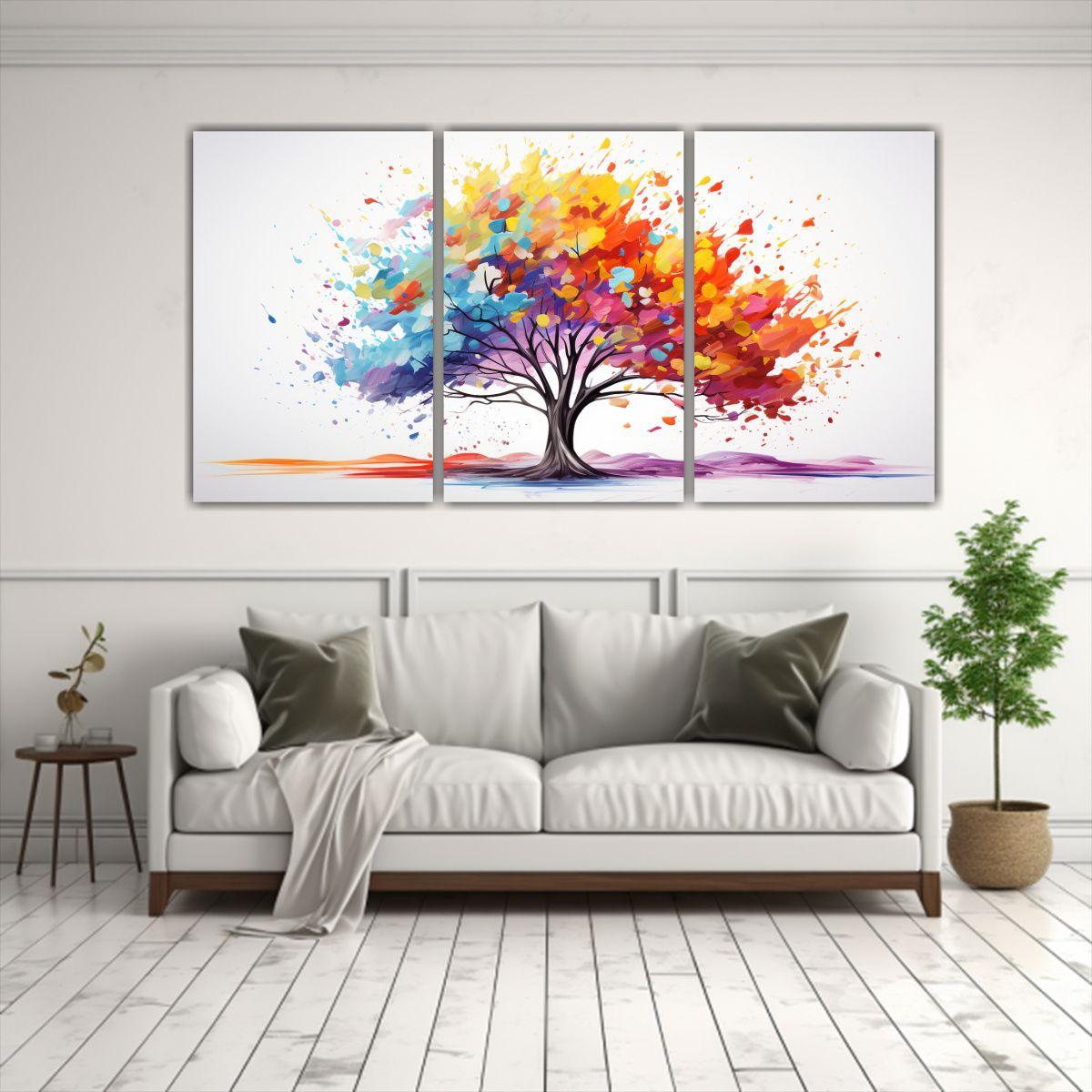 Cuadros Horizontales Combinación Árbol Abedul 150x75 Cm-2