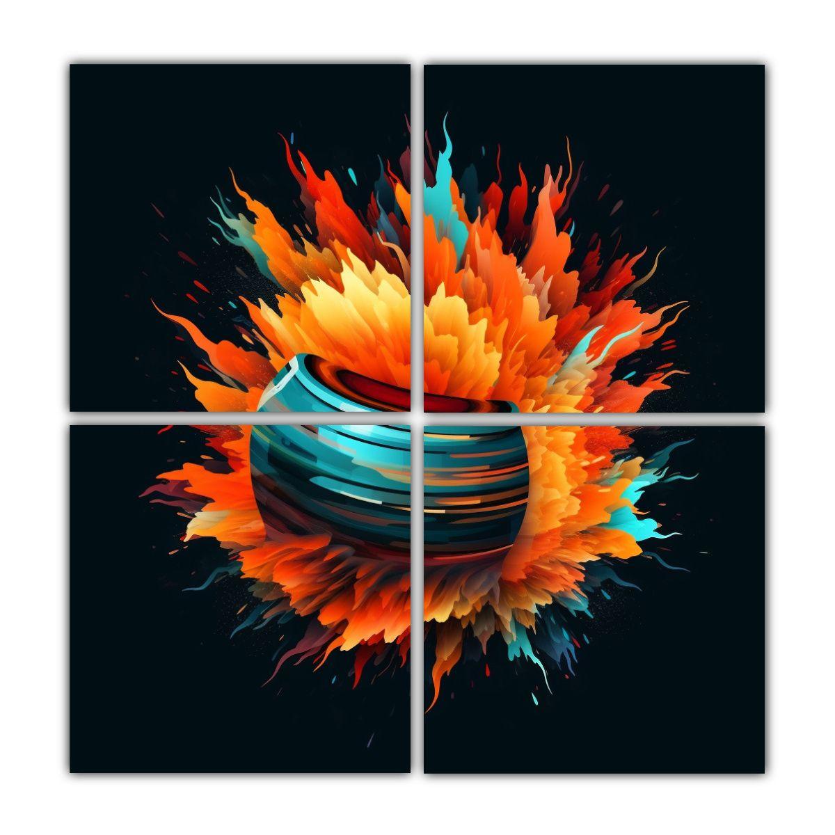 4 Cuadros En Bastidor Impreso Espacio De Tambor 140x140 Cm-0