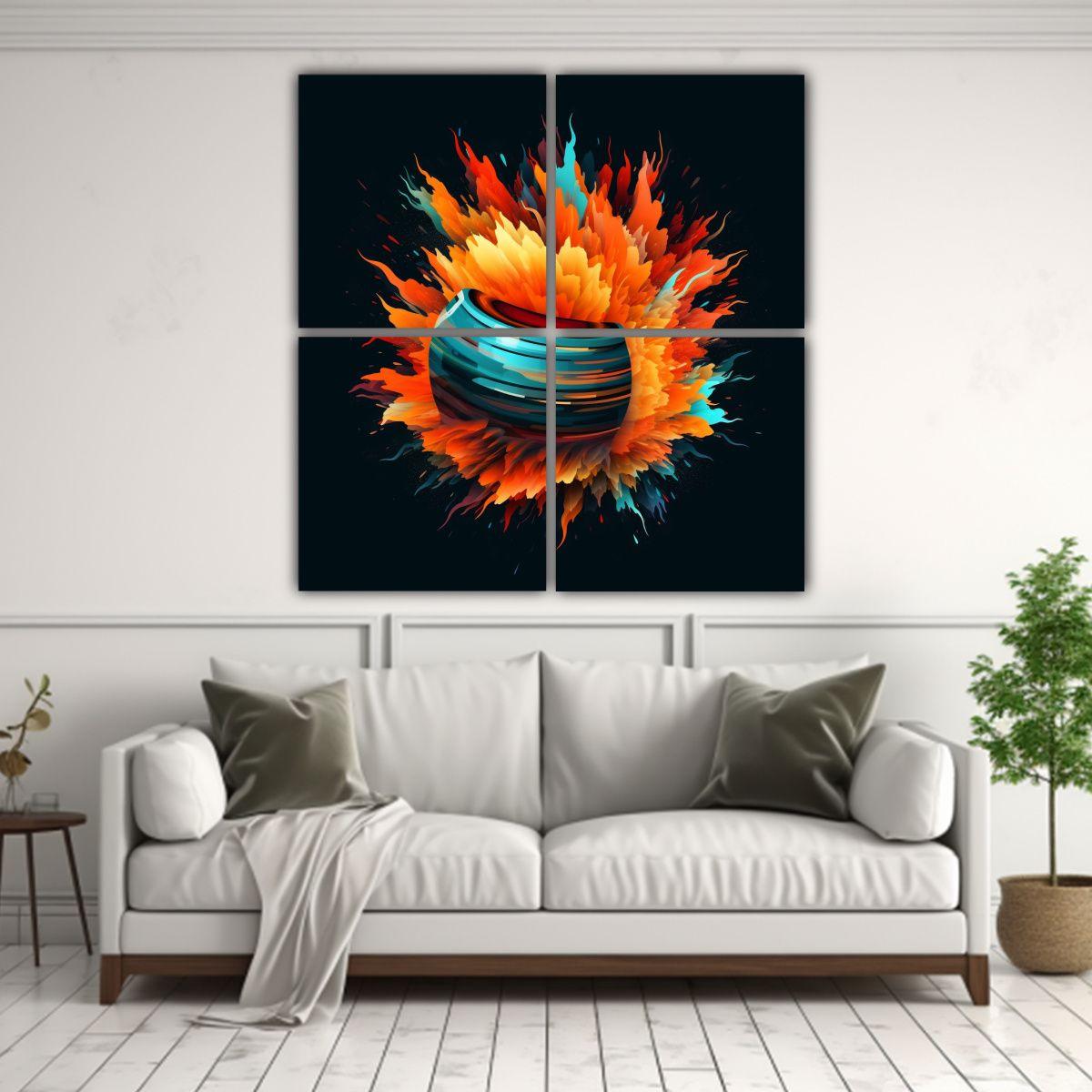 4 Cuadros En Bastidor Impreso Espacio De Tambor 140x140 Cm-2