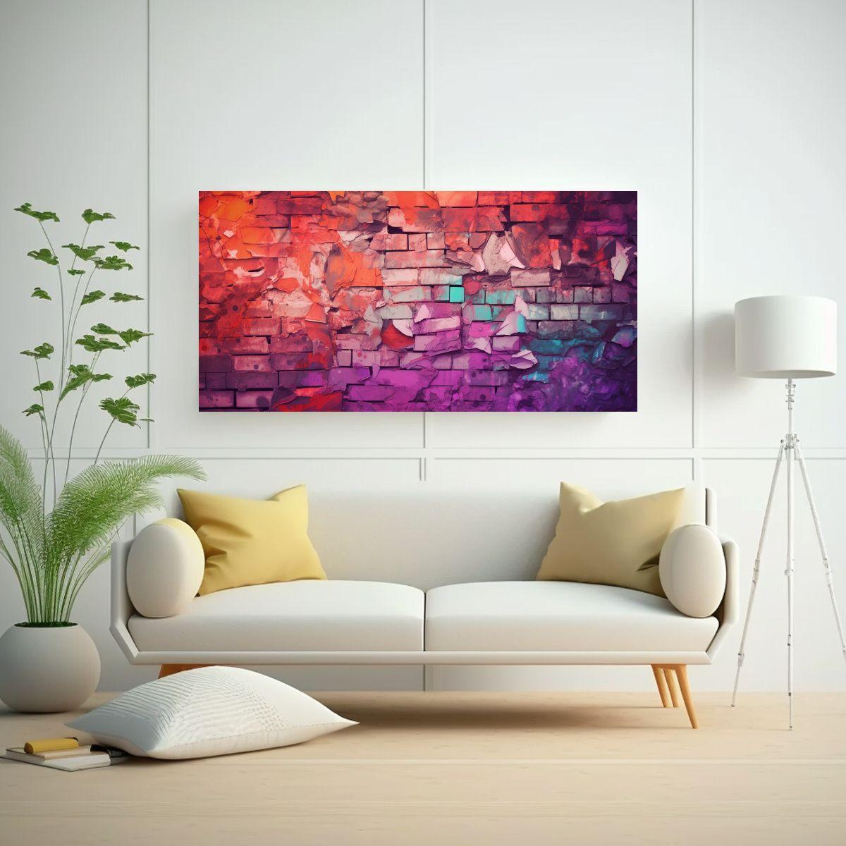 Cuadro Colores Magenta Púrpura Rojo Marrón 80x40cm-2