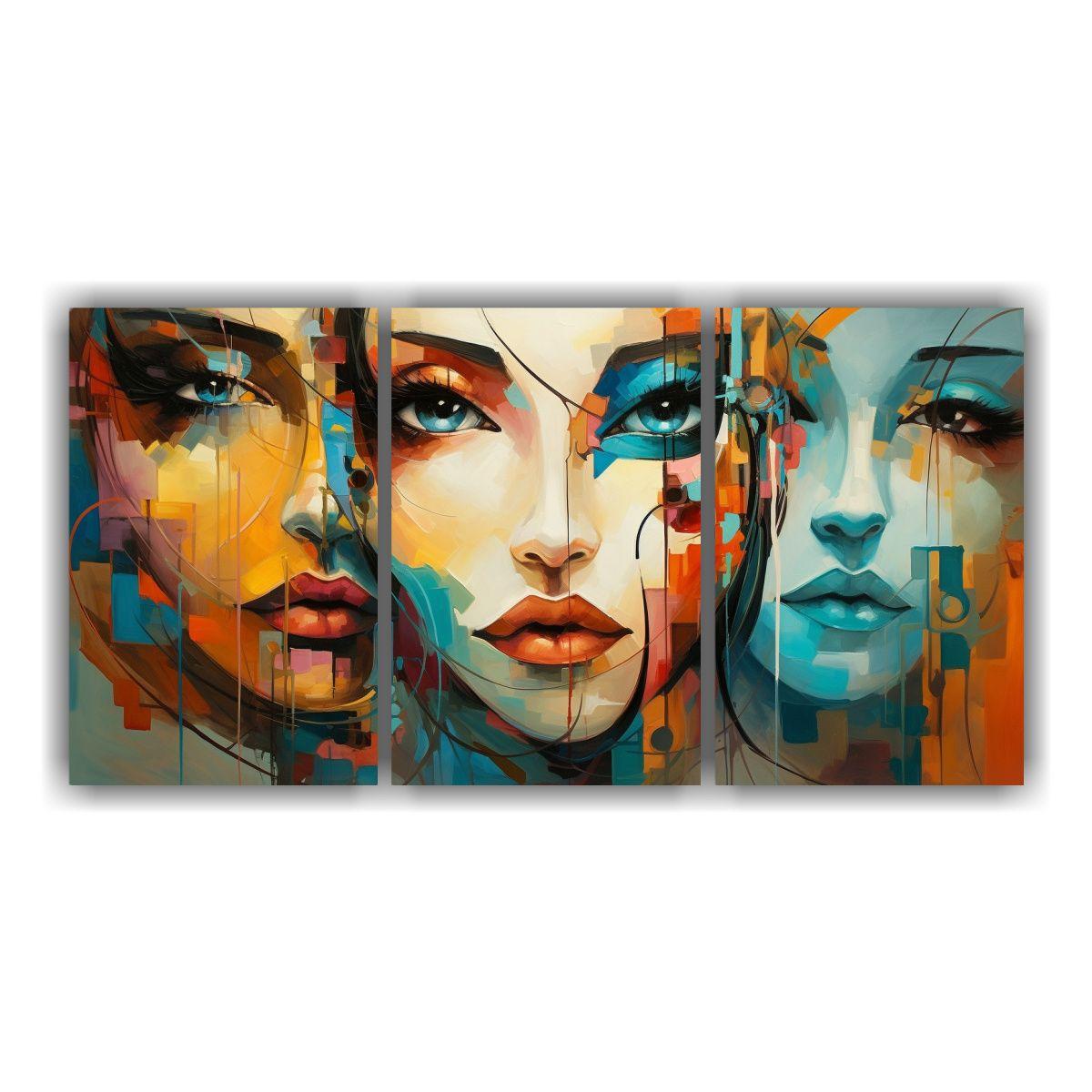 Díptico Horizontal Mujeres Abstractas Motivo 60x30 Cm-0