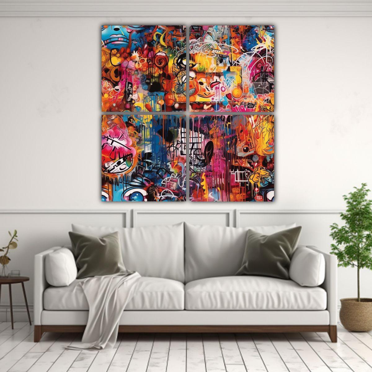 Arte Abstracto Cuatro Artes: Libera Tu Rebeldía 80x80 Cm-2