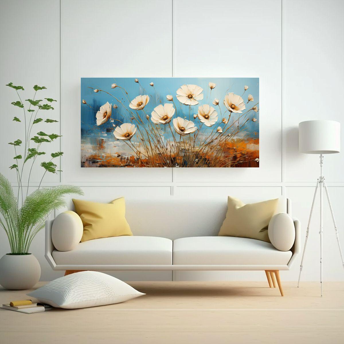 Obra De Arte Abstracta: Inspiración Floral En Lie 60x30cm-2