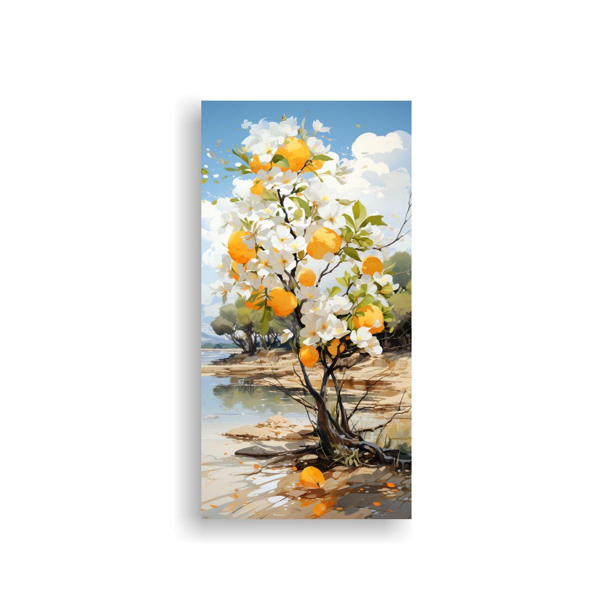 Pintura Abstracta De Un árbol Naranja E Intensida 40x80cm-0