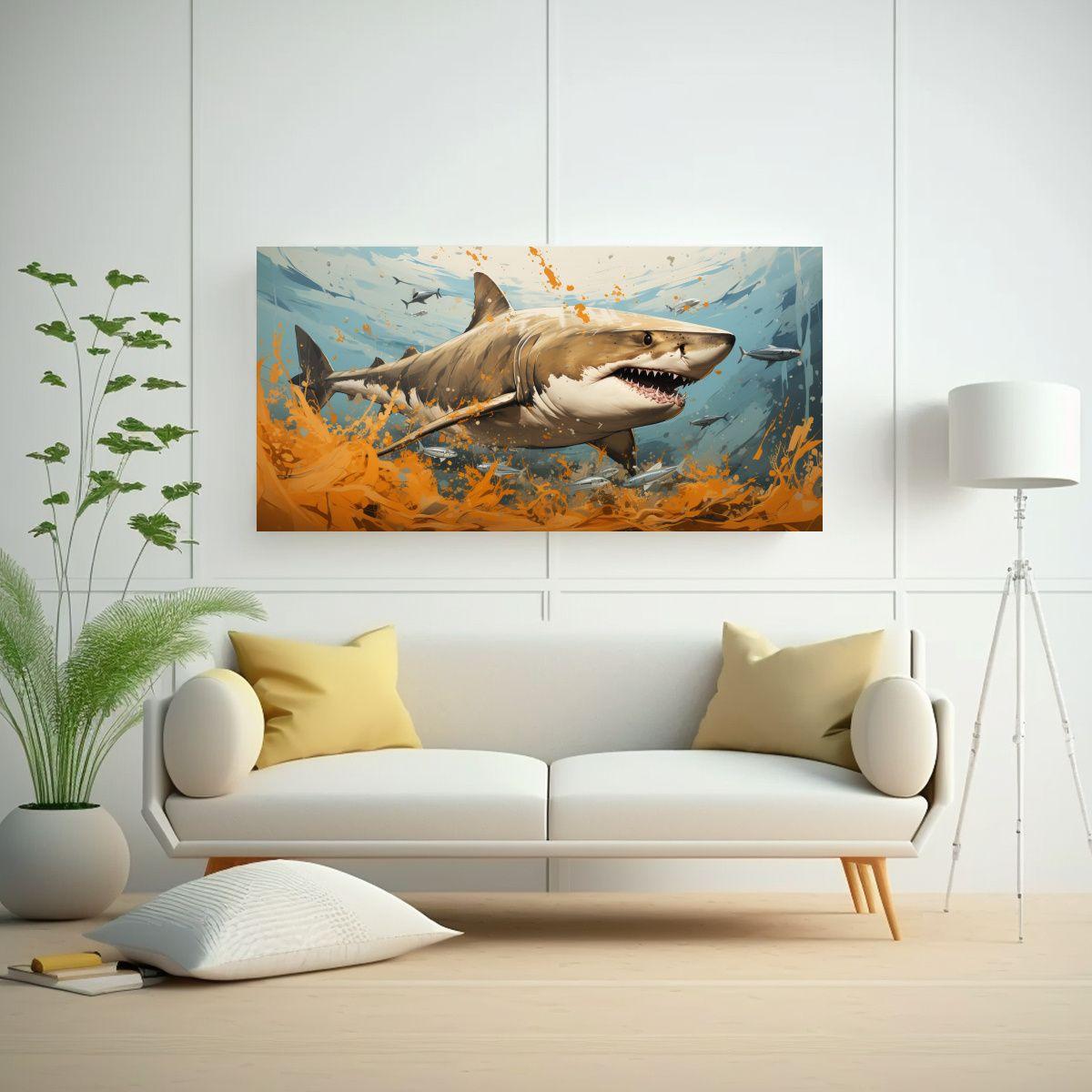 Cuadro Surrealista: Ballena Gris En Colores 120x60cm-2