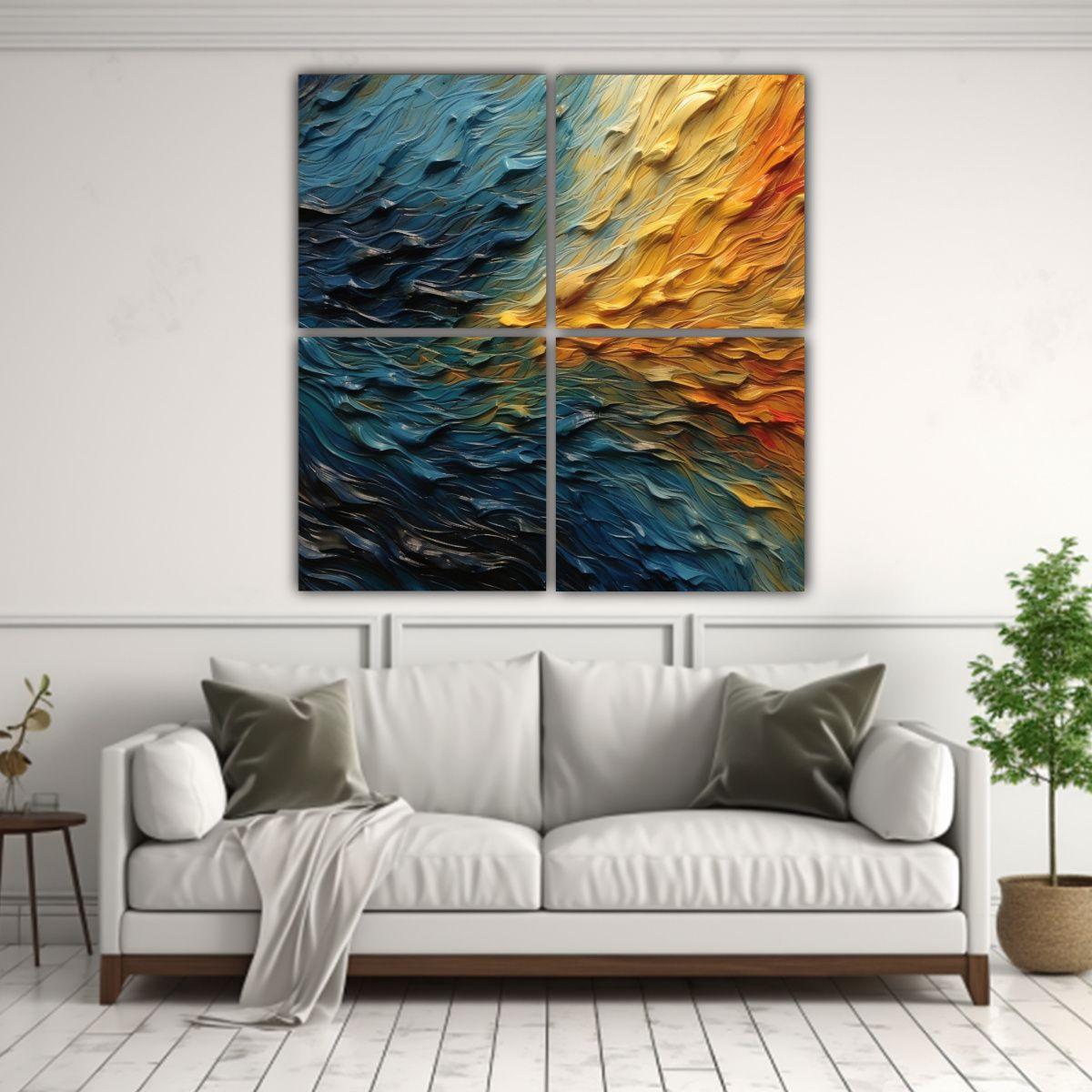Pintura Abstracta Textura Impactante Decorativa 80x80 Cm-2