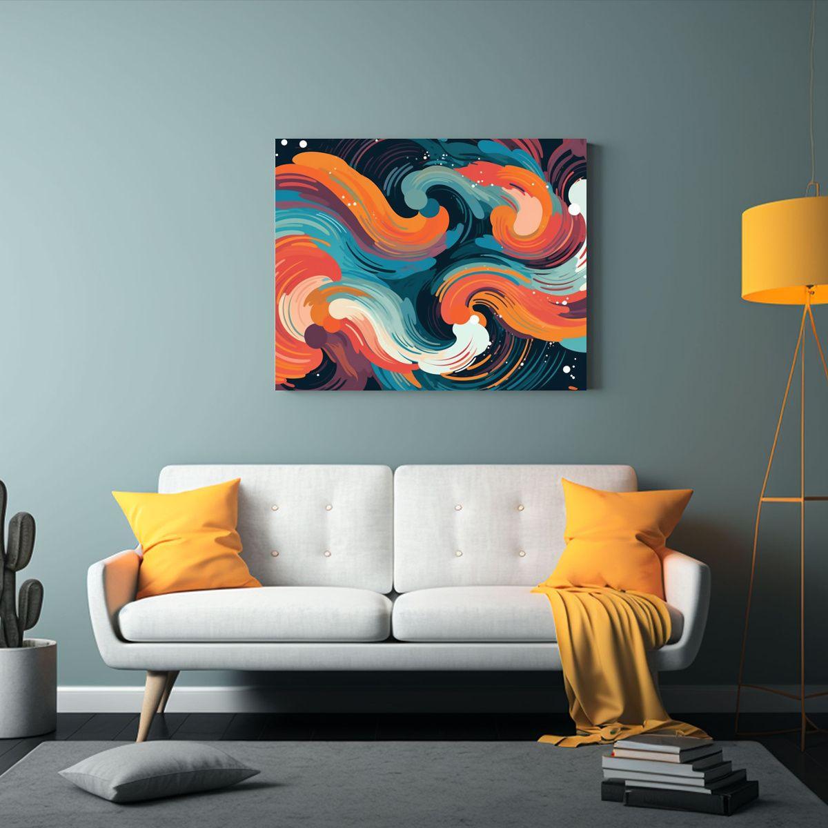 Pintura Acuarela Naturaleza Viva Estilo Diagrama Delaunay En 120x80cm-2
