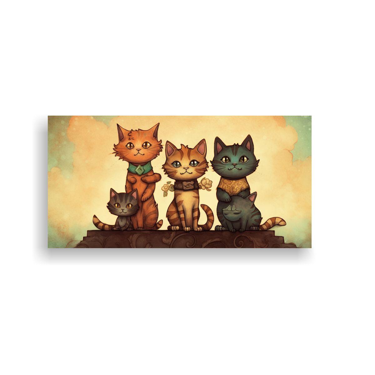 Cuadro De Gatos En Stack Mirando Hacia El Cielo 100x50cm-0