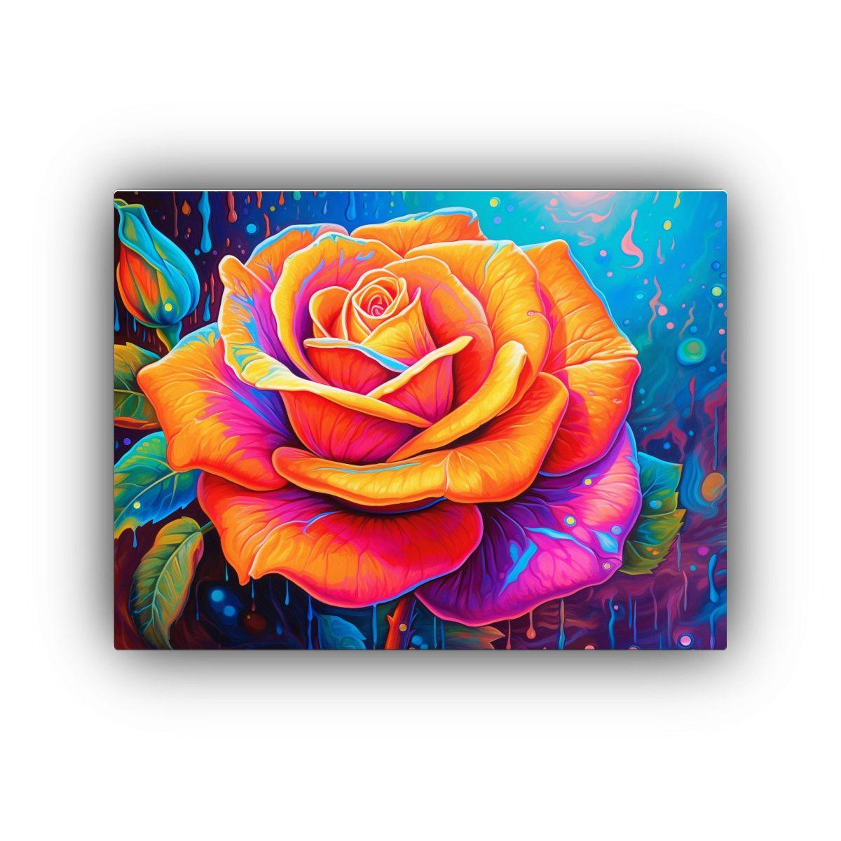Lienzo De Tela Expresión Para Cuarto Con Rosa Psicodélica 50x40cm-0