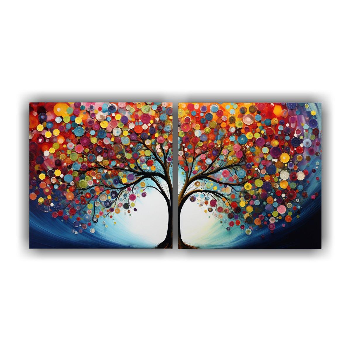 Pintura Horizontal De árbol En Colores Arcoíris 160x80 Cm-0