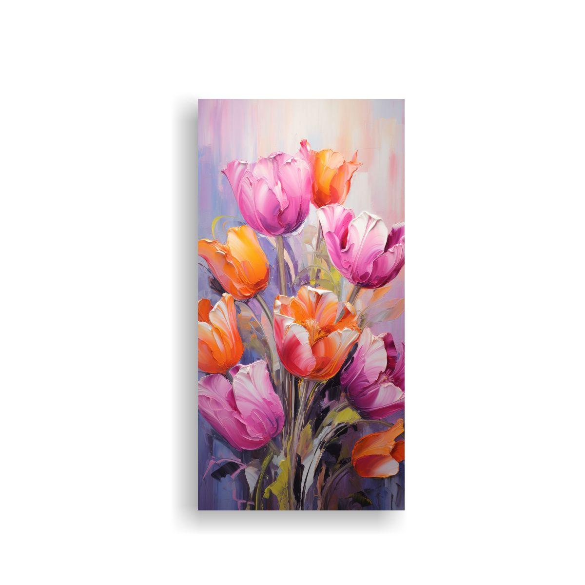 Lienzo Clásico Conceptual De Tulipanes En Colores 40x80cm-0