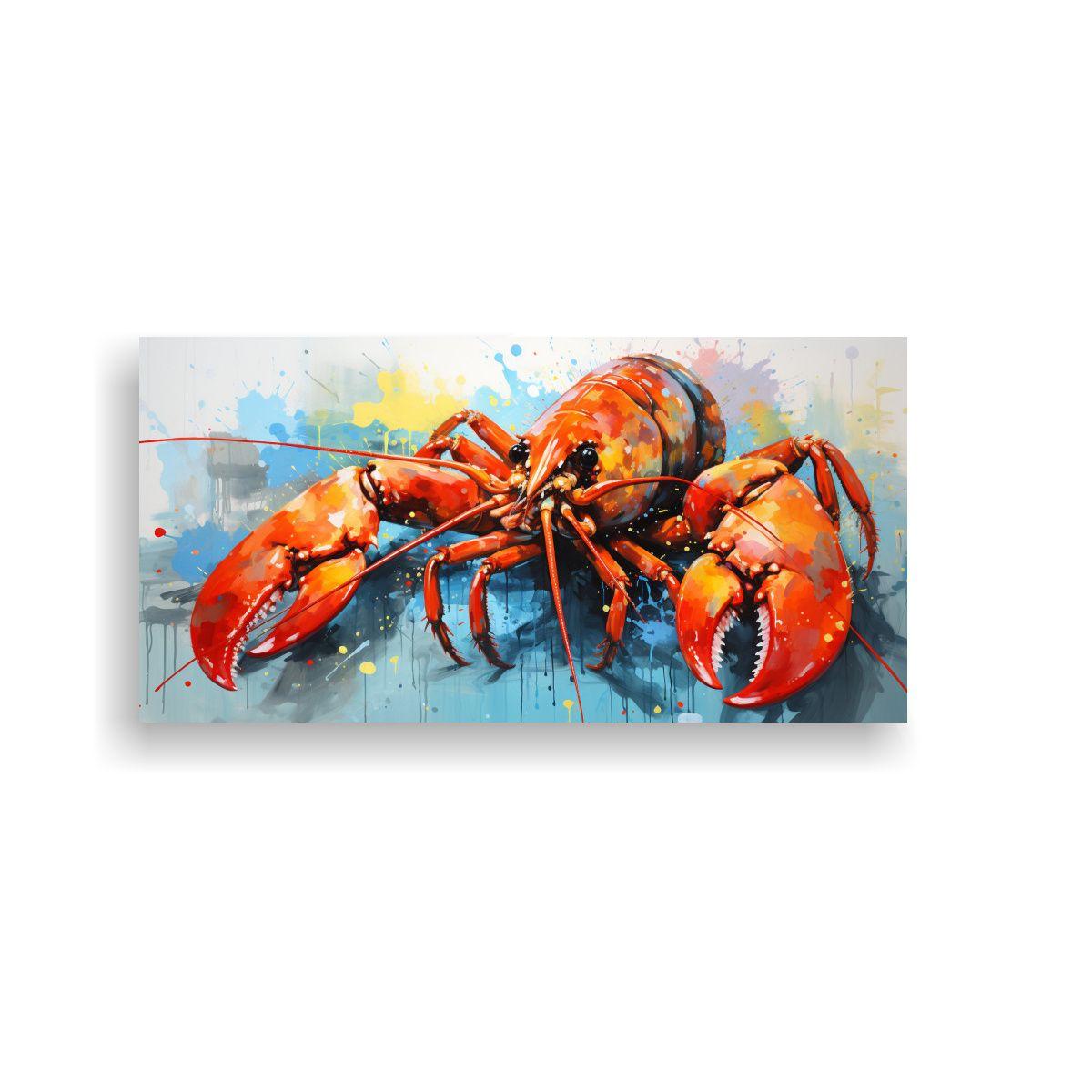 Cuadro De Tela Impreso De Langosta En Colores 40x20cm-0