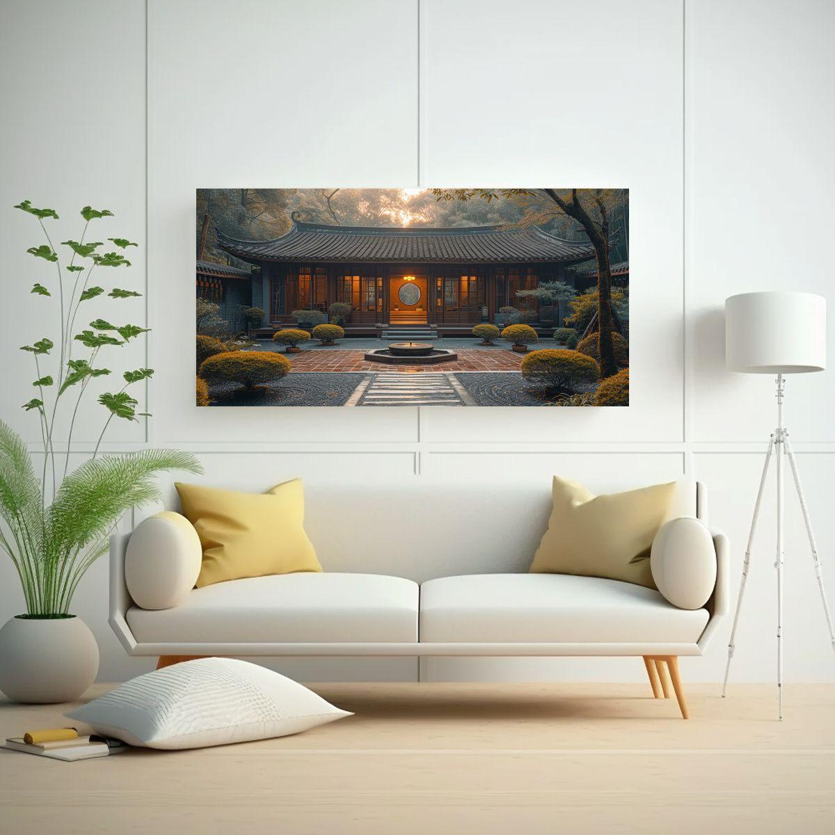 Pintura Decorativa Patio Chino Sereno Y 40x20cm-2
