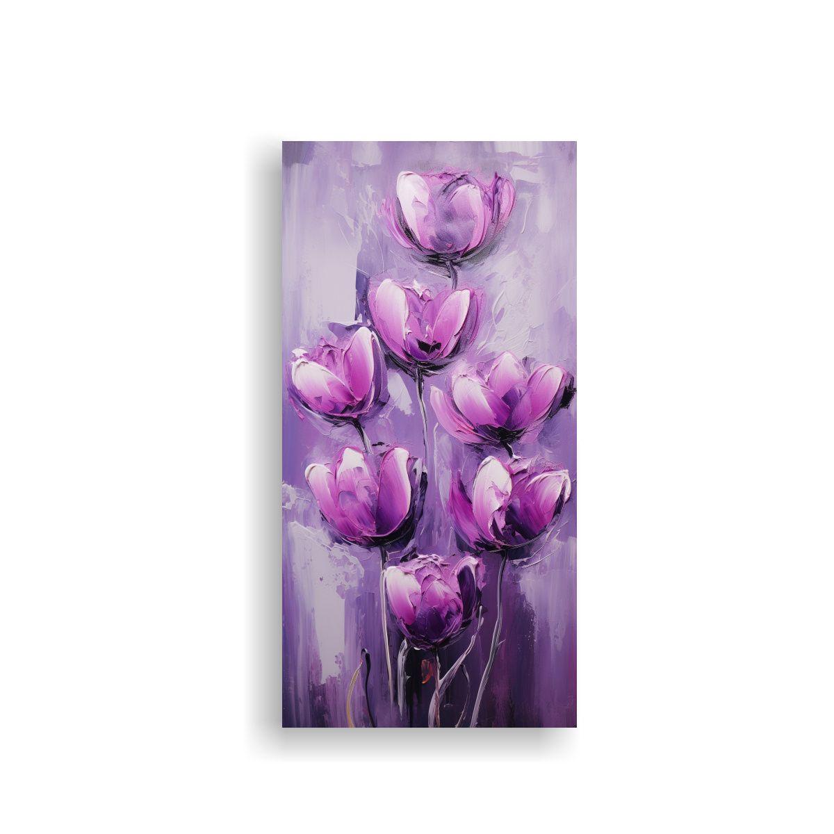 Cuadro De Tulipanes Púrpura En Lienzo Estilo 80x160cm-0