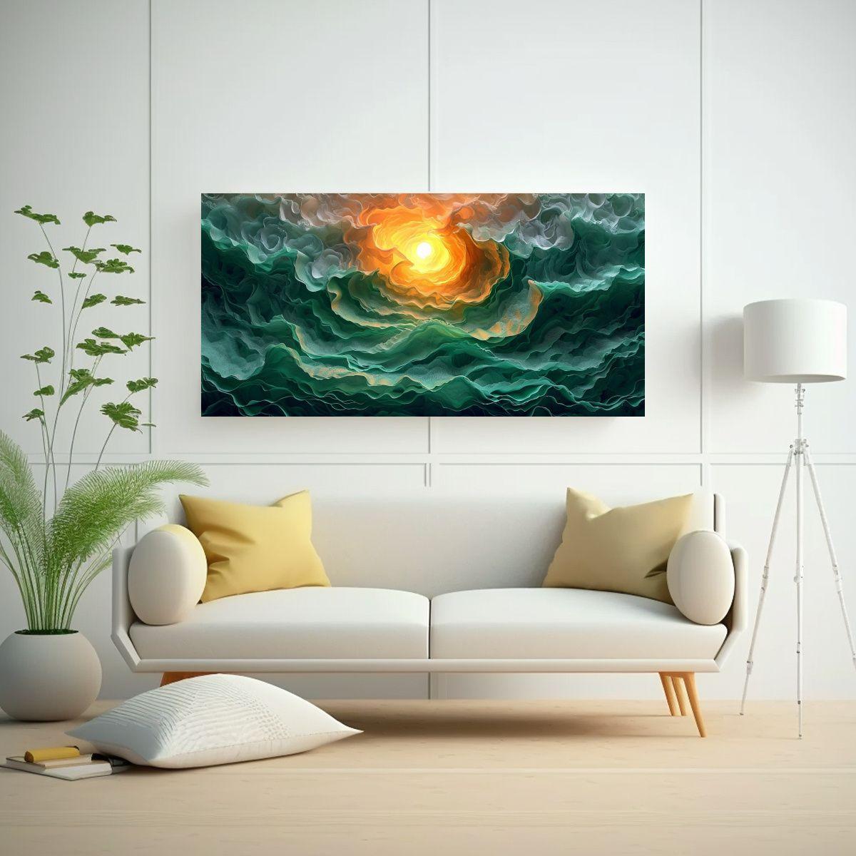 Cuadro Tela Arte Moderno Ondas Sonido Textura 40x20cm-2