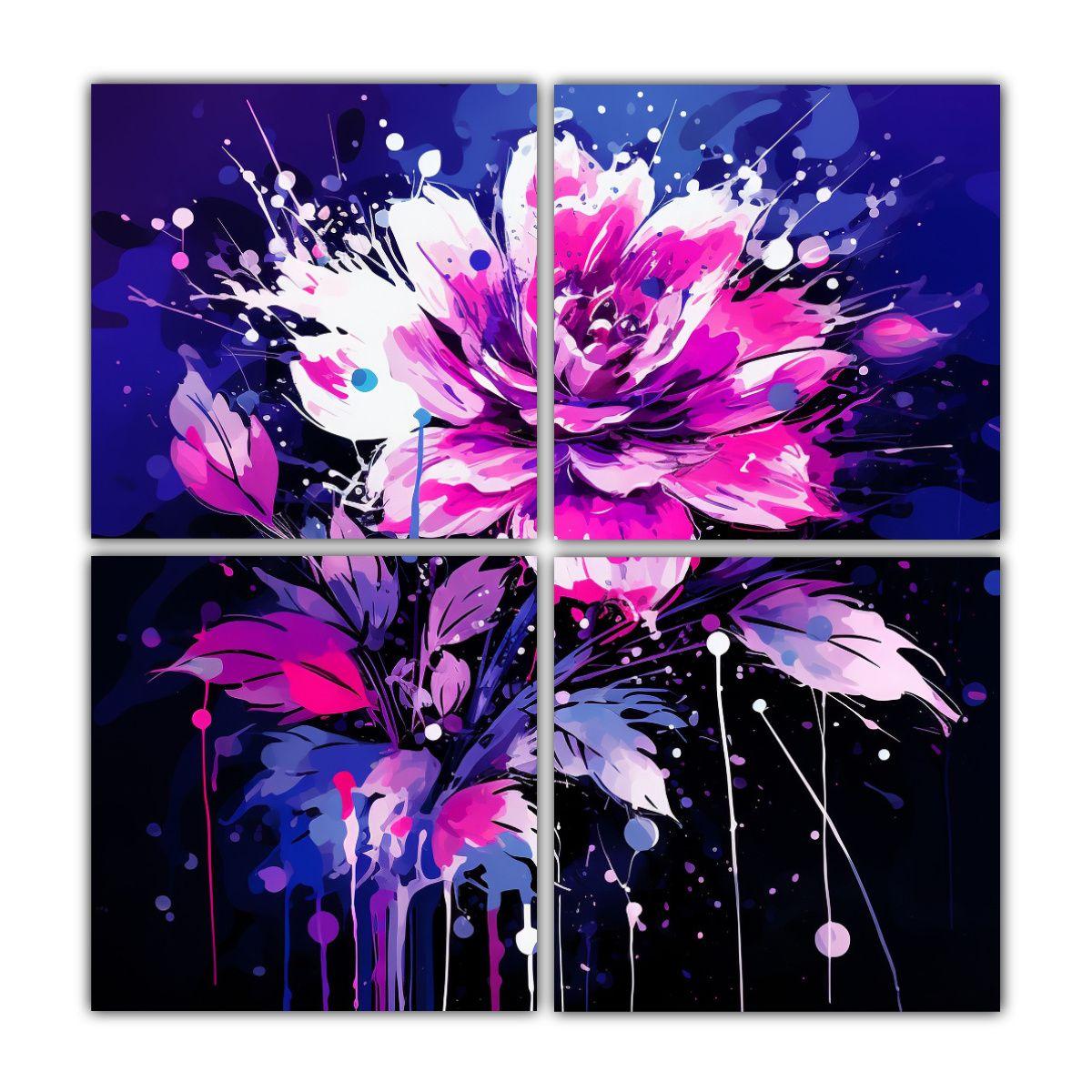 Cuatro Cuadros Tonos Figuras Púrpura Atmosfera 40x40 Cm-0
