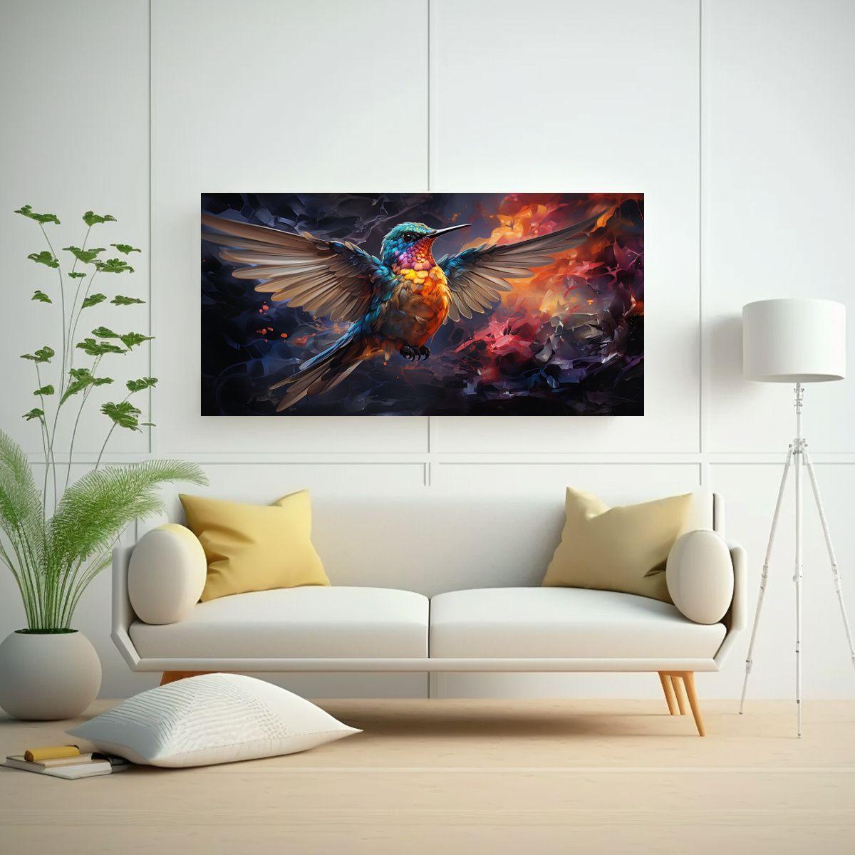 Pintura Al Estilo óleo De Colibrí En Estilo Colo 100x50cm-2