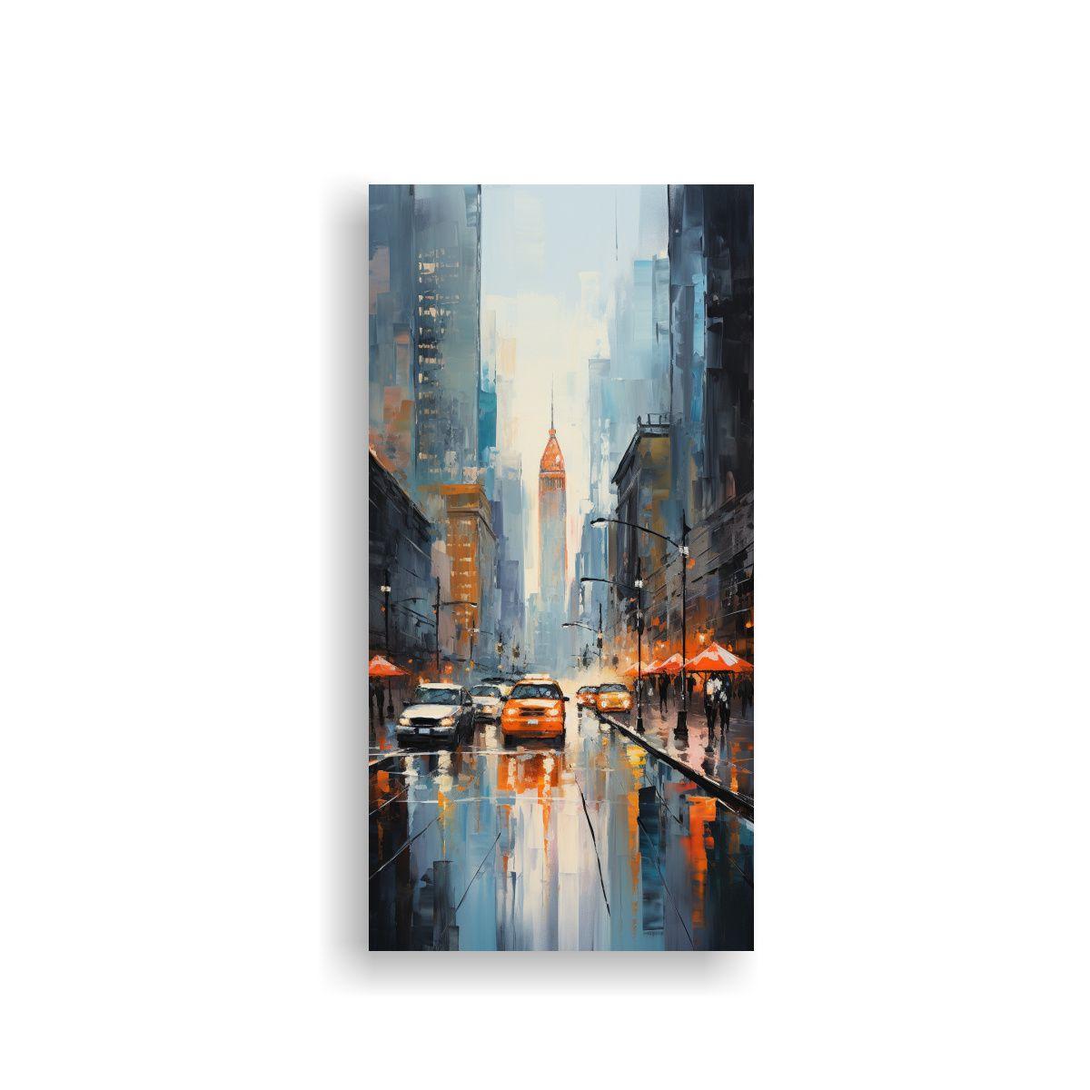 Paisaje Urbano Colorido En Pintura Decorativa 20x40 Cm-0