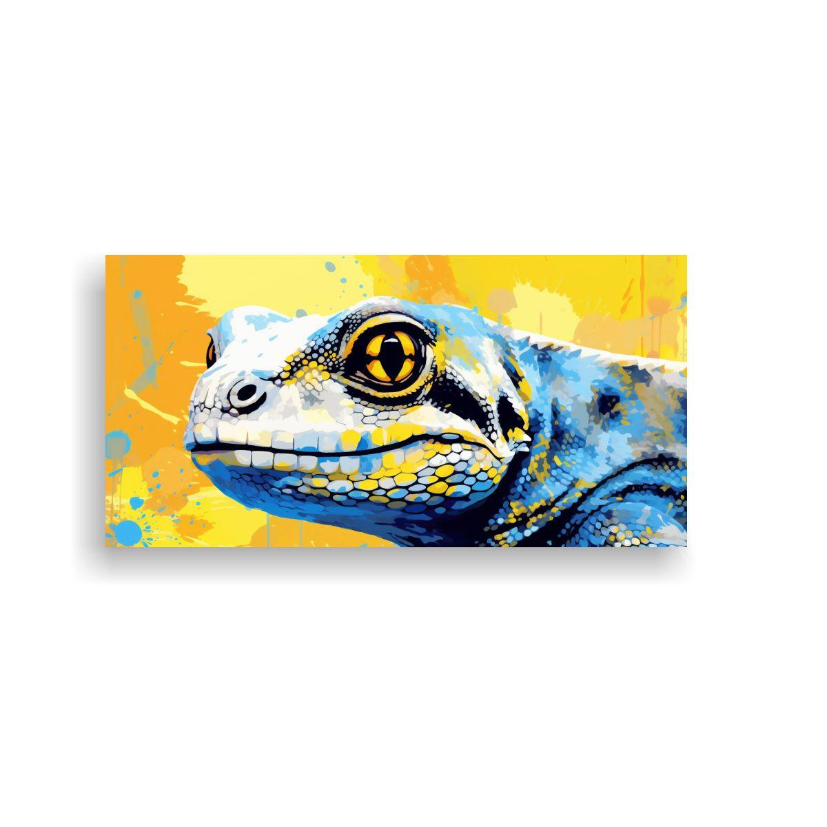 Reptil En Amarillo Y Azul Neo Pop Art Decorativo. 80x40cm-0
