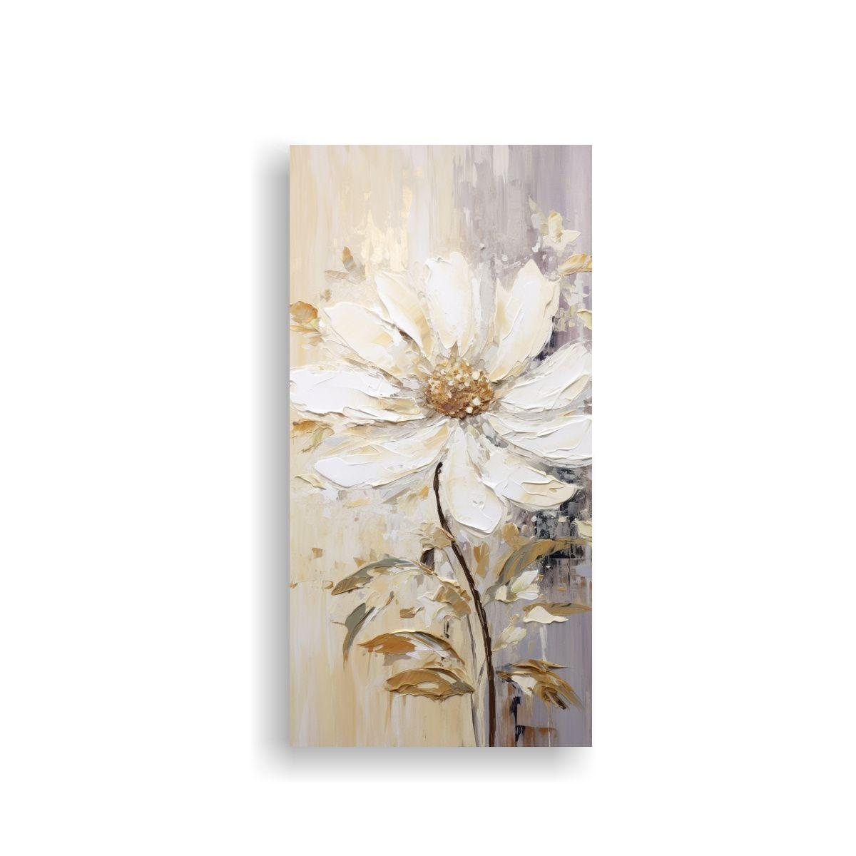 Pintura De Flores Blancas En Lienzo Estilo 50x100cm-0