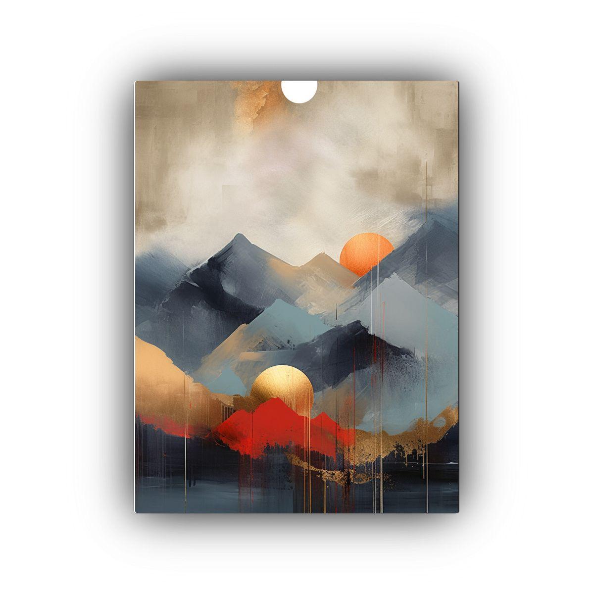 Pintura Decorativa Paisaje Montaña Abstracto 30x45cm-0