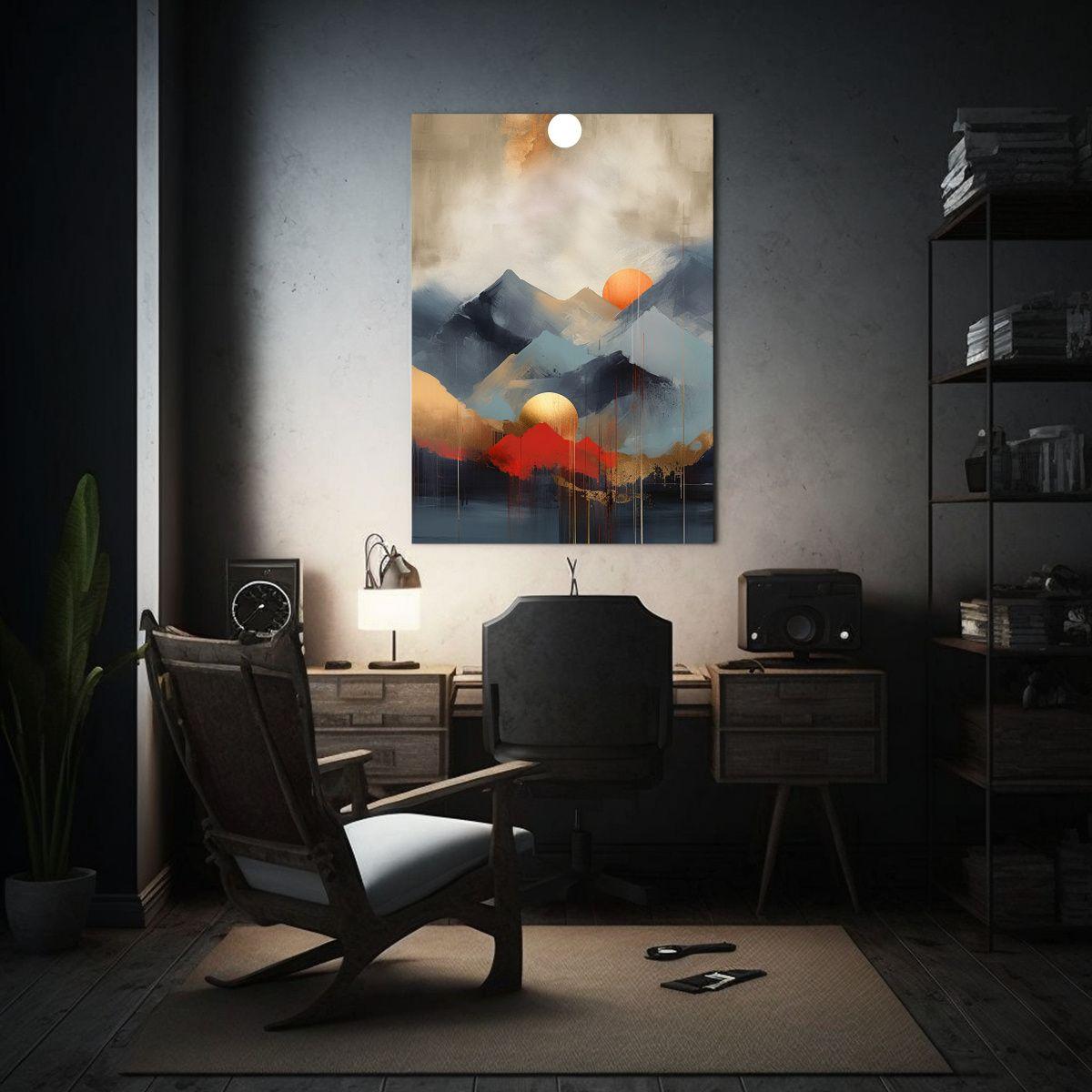 Pintura Decorativa Paisaje Montaña Abstracto 30x45cm-2