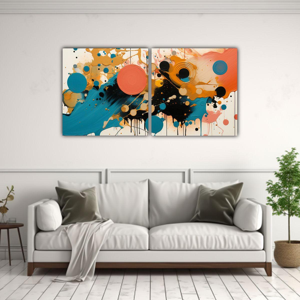 Cuadro Acuarela Abstracto Calidez, Decoración 160x80 Cm-2