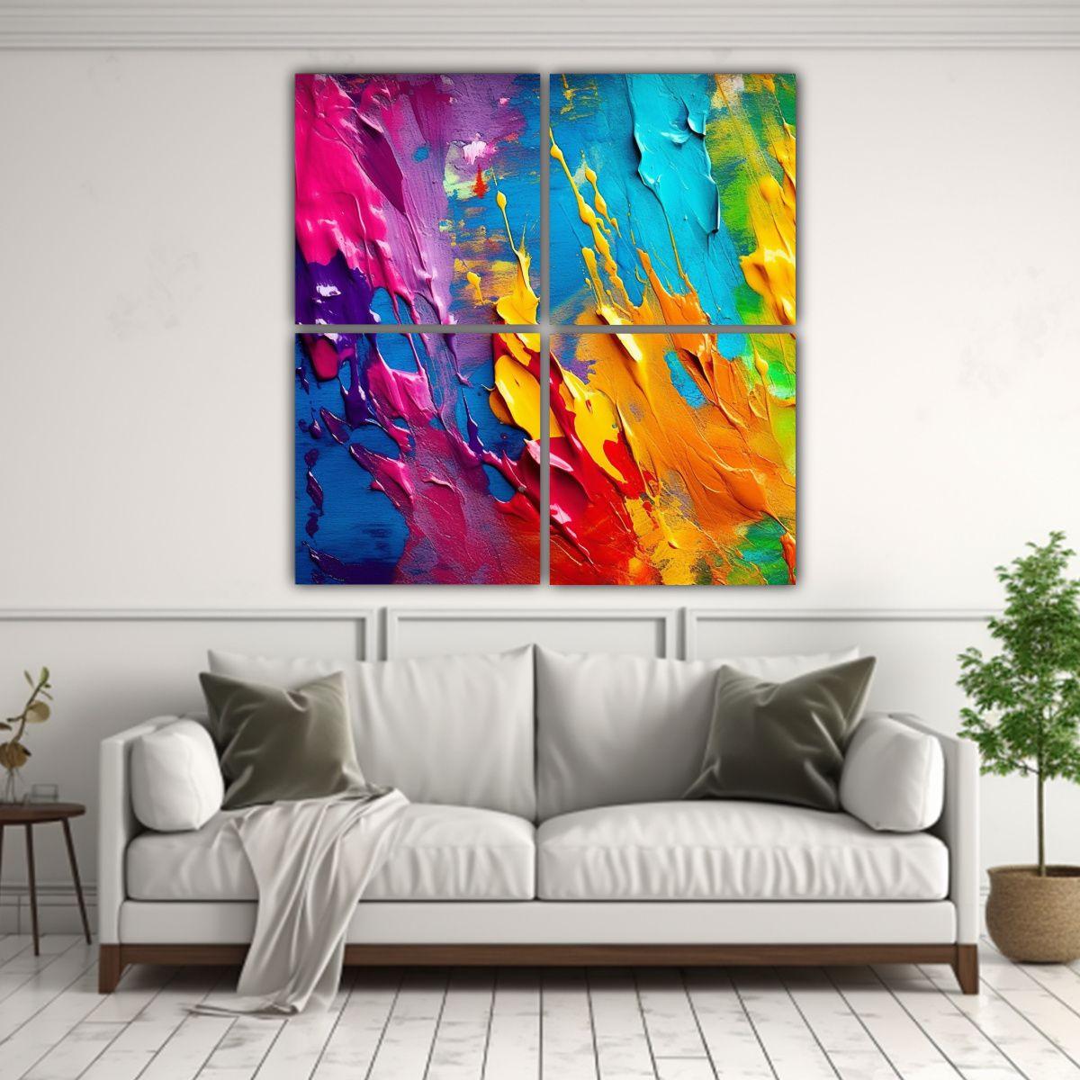Lienzo Pared Cuadro Clásica Colores Pintura Fondo 80x80 Cm-2